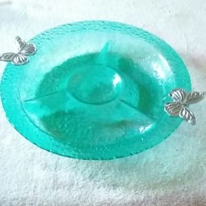 Pretty Green Serving Dish For Dip/Chips/Veggies